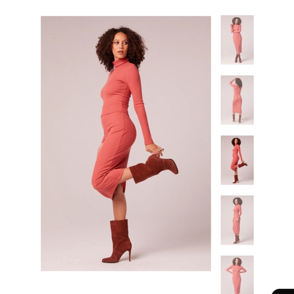 Band of the Free B-O-G Collective Ascella Dusty Rose Ribbed Maxi Skirt Size Med - Picture 2 of 8